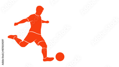 Orange Soccer Player Kicking Ball Silhouette