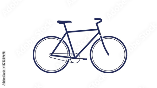 Minimalist Blue Bicycle Icon on White Background