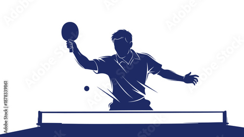 Table Tennis Player Silhouette - Dynamic Action Shot