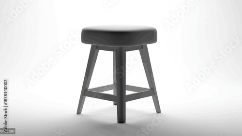 Modern Bar Stool with Wooden Legs and Padded Seat