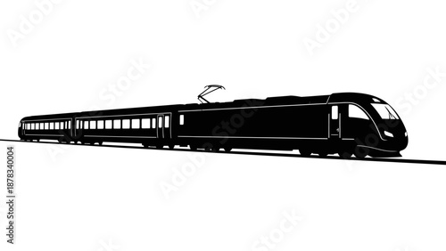 Modern High-Speed Train Silhouette on White