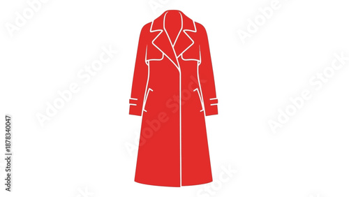 Red Trench Coat Silhouette Icon Flat Design Style