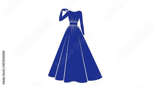Elegant Blue Evening Gown Silhouette, Fashion Design