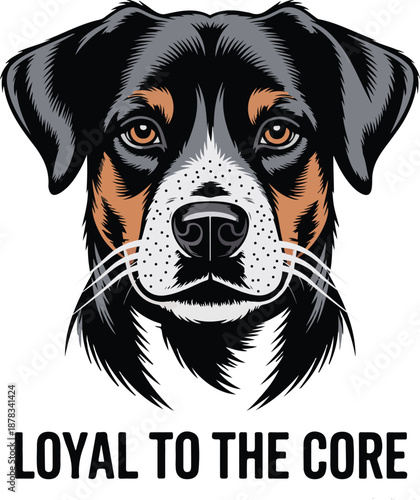 Loyal Dog Portrait with Text vector