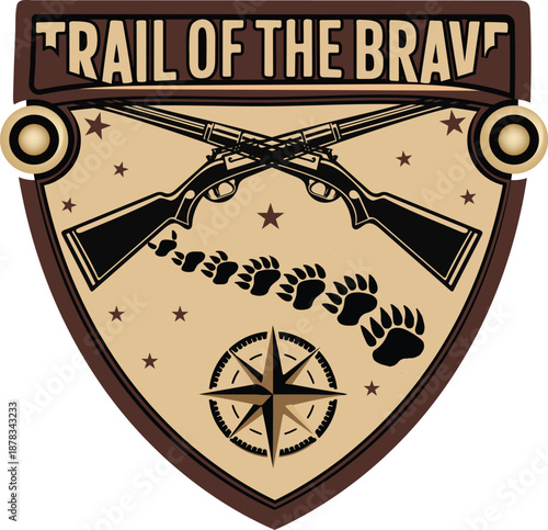 Trail of the Brave Emblem with Guns and Paw Prints vector
