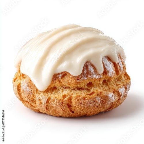 Single glazed donut isolated on white background 