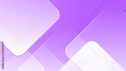 Futuristic purple gradient design with overlapping translucent rounded squares and thin lines