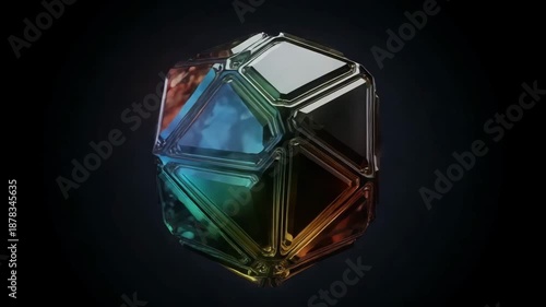 Diamond on black background with reflective 3D effect