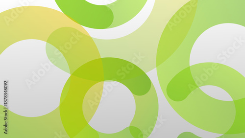 Bright lime green and yellow translucent shapes creating a sense of growth and energy on white