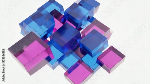 Abstract colorful blue background with 3D geometric cubes forming a bright modern digital pattern