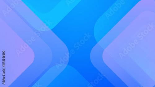 Dynamic blue composition with intersecting rounded geometric planes creating a sense of depth and movement