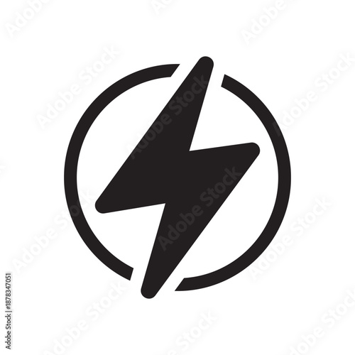 Electric Power Lightning Bolt Icon in Circle for App and Interface Design