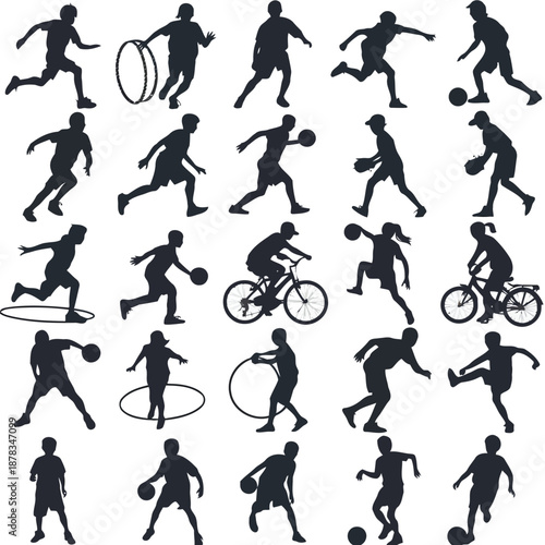 collection of various sports silhouettes in different actions and activities together high quality professional detailed modern