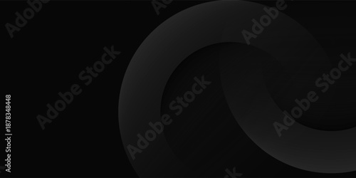Dark black background abstract 3D geometric with wave effect decoration. Vector illustration