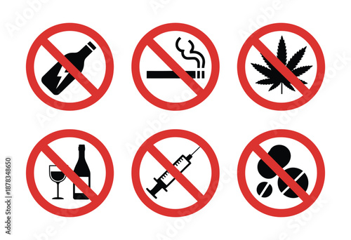No drugs sign symbol isolated on white background