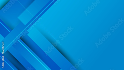 High tech corporate background with deep blue geometric layers and bright cyan accent lines for a modern feel