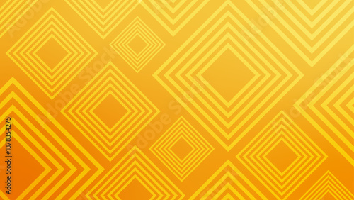 Warm and bright background featuring concentric yellow diamond shapes on an orange gradient surface