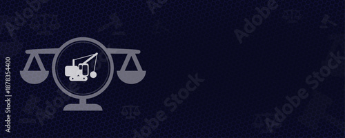 Demolition and Construction Law Concept with Wrecking Ball Crane and Scales of Justice Vector Illustration with Copy Space for Real Estate Development