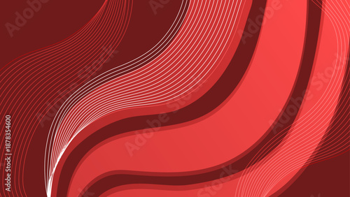 Luxury deep red background with flowing organic shapes and white thin line accents for professional branding