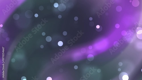 Moody purple and dark grey wavy background with scattered bokeh orbs and light dust
