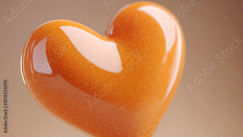 Abstract glossy heart in peach and apricot tones for modern branding and decorative design