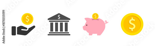 Financial savings and banking icons set