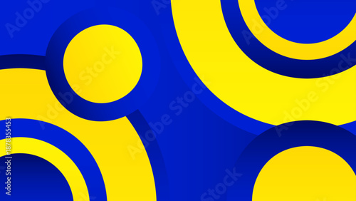 High contrast royal blue and yellow background featuring layered circles for a strong and professional visual identity