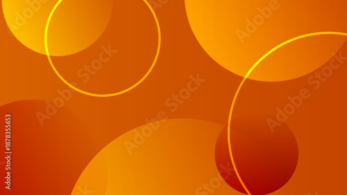 Overlapping burnt orange and golden yellow circles with fine lines