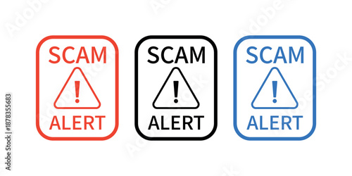 Scam Alert Warning Icon, Fraud Prevention Sign for Web and Print