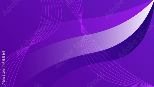 Stylish purple and violet gradient background decorated with smooth curved shapes and delicate interwoven linear patterns
