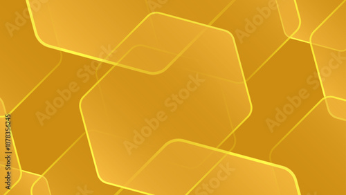 Luxurious golden composition featuring overlapping amber geometric shapes with a soft internal radiance