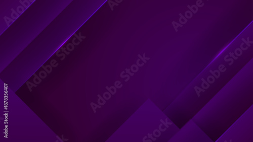 Mysterious deep purple background featuring tilted geometric layers with glowing violet edges and professional shadow depth