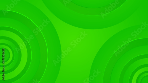 Vibrant lime green backdrop featuring dynamic layered circular patterns with soft shadows and glowing center light