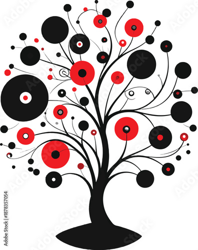 Creative modern tree illustration using circular shapes and balance high resolution vector
