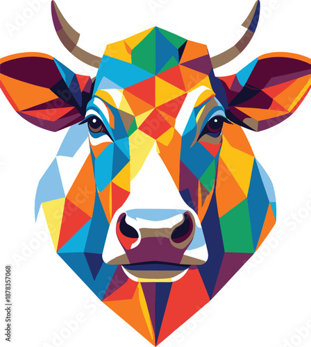 Creative polygon cow face artwork for branding decoration modern high resolution vector