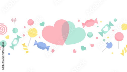Sweet heart candy border, pastel colors, valentine, celebration