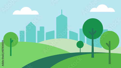 Minimal Eco City Park Vector