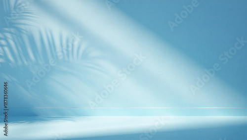 Fotografie Serene tropical background with palm shadow and sunlight