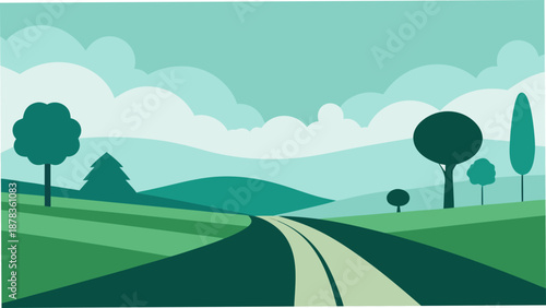 Minimal Countryside Road Vector