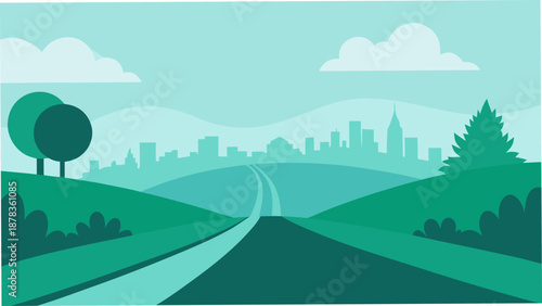 Minimal Countryside Road Vector
