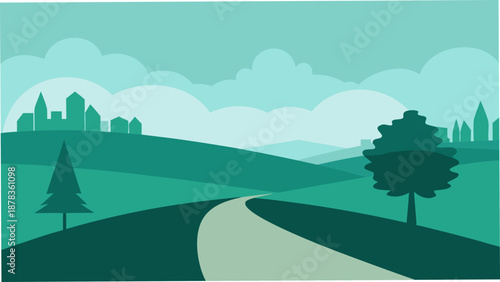 Minimal Countryside Road Vector