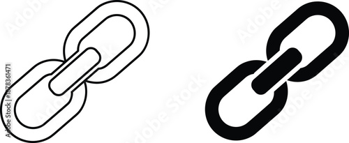 Chain link icon set, outline and solid connection symbols, hyperlink attachment network concept, minimal vector illustration for web interface design
