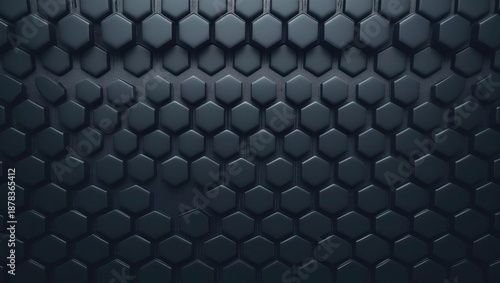 Dark Metallic Hexagon Texture Background with Futuristic Technology Style