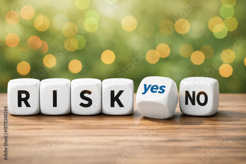 Wooden block flipping to change risk outcome to yes for secure health insurance planning with positive emotional choice