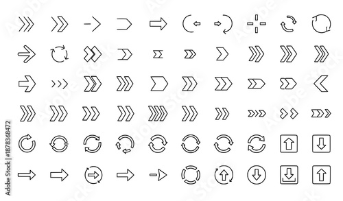 Outline arrow icons mega set minimal line vector