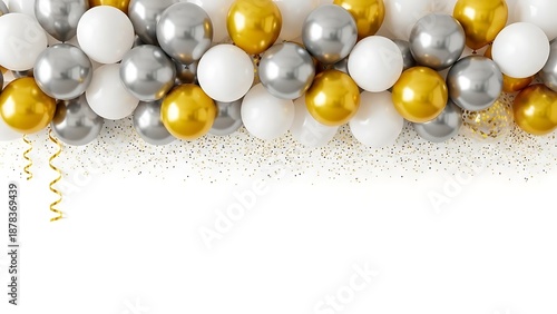 Wallpaper Mural Elegant balloon garland with silver, gold, and white balloons Torontodigital.ca