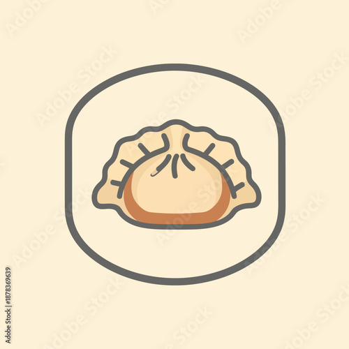 Simple Dumpling Illustration on Light Background.
