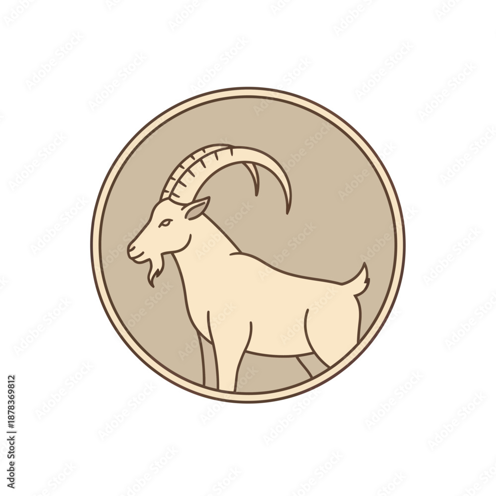 Fototapeta premium Illustration of a goat with horns.