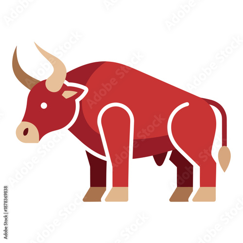 Red Bull Cartoon Illustration with Horns.