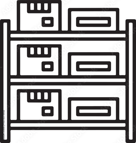 Warehouse Storage Shelf Line Icon Illustration